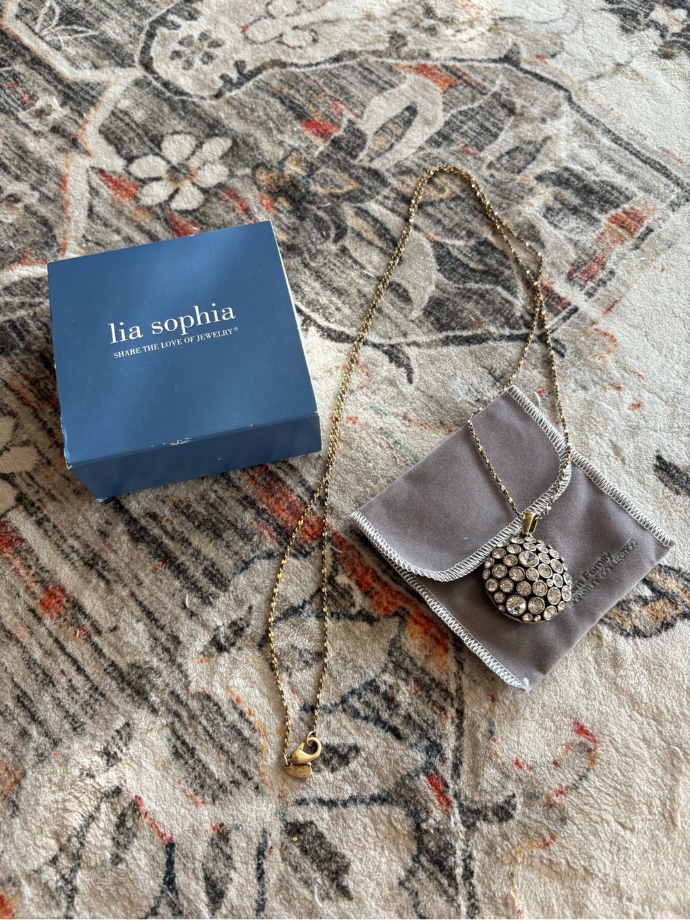 Lia Sophia Kiam Family signature collection crystal ball drop necklace